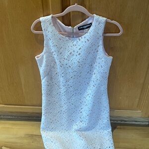 Karl Lagerfeld White Eyelet Dress with Pale Pink Lining